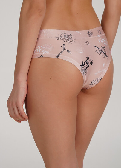 Трусики слипы с тату рисунком Nude tattoo 2301/20 gold (бежевый)
