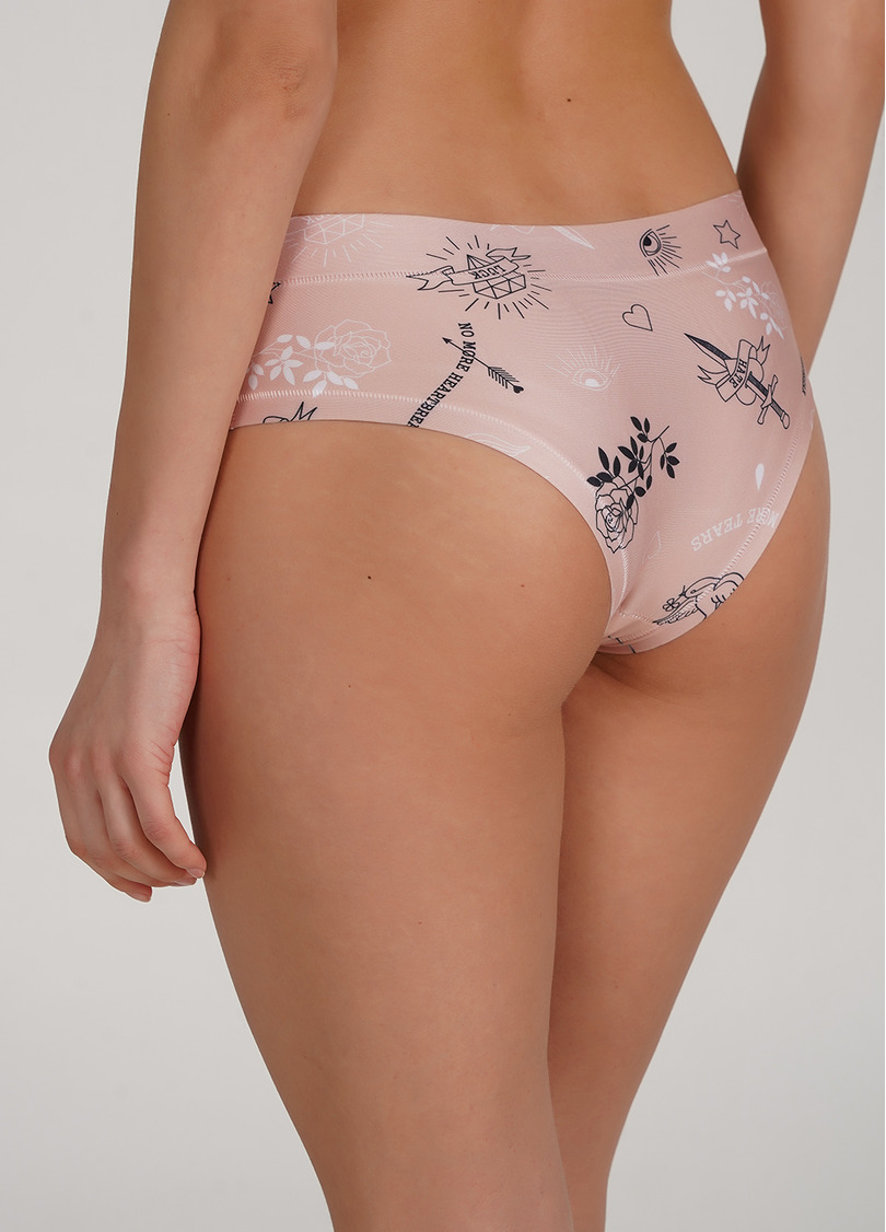 Трусики слипы с тату рисунком Nude tattoo 2301/20 gold (бежевый)