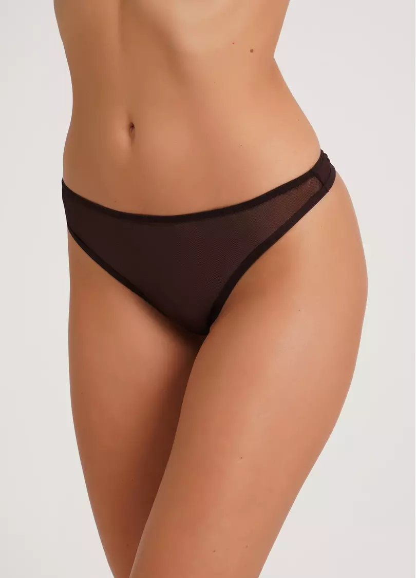 Трусики танга из сетки Orchid blom 2102/40 chocolate (коричневый)
