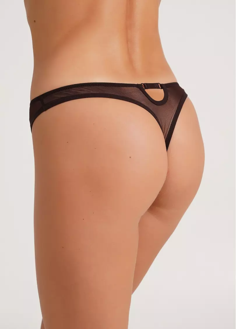 Трусики танга из сетки Orchid blom 2102/40 chocolate (коричневый)