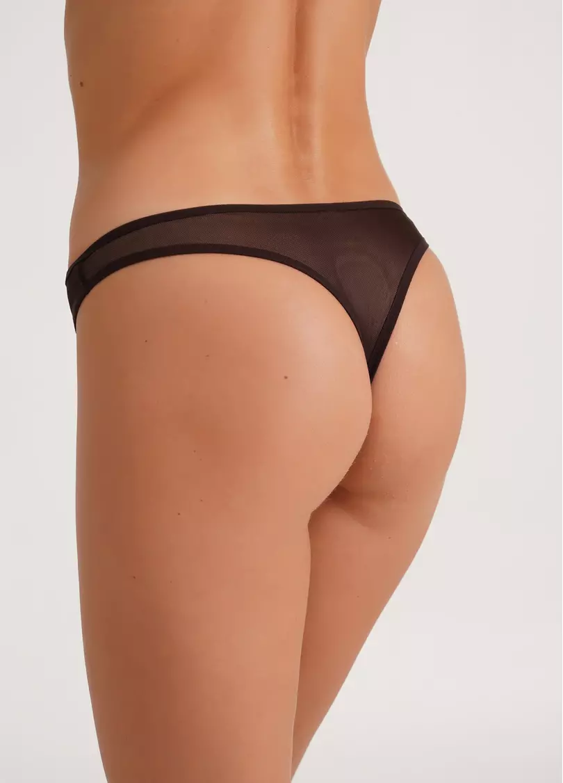 Трусики танга из полупрозрачной сетки Orchid blom 2104/40 chocolate (коричневый)