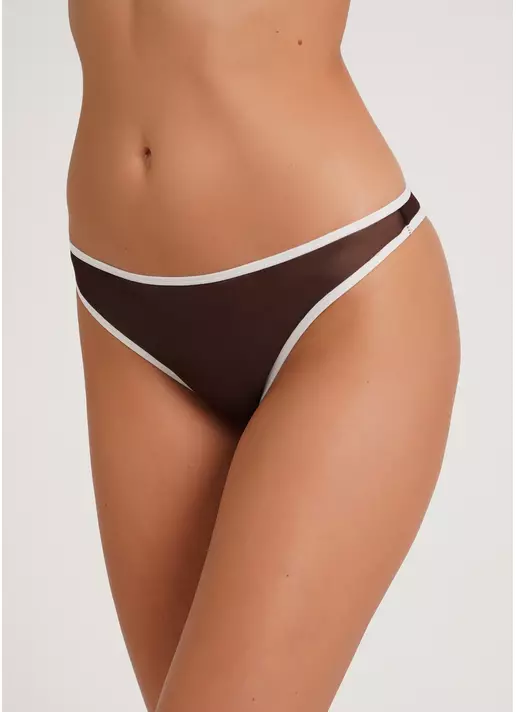 Трусики танга с контрастным краем Orchid blom 2104/40 chocolate/milk (коричневый)