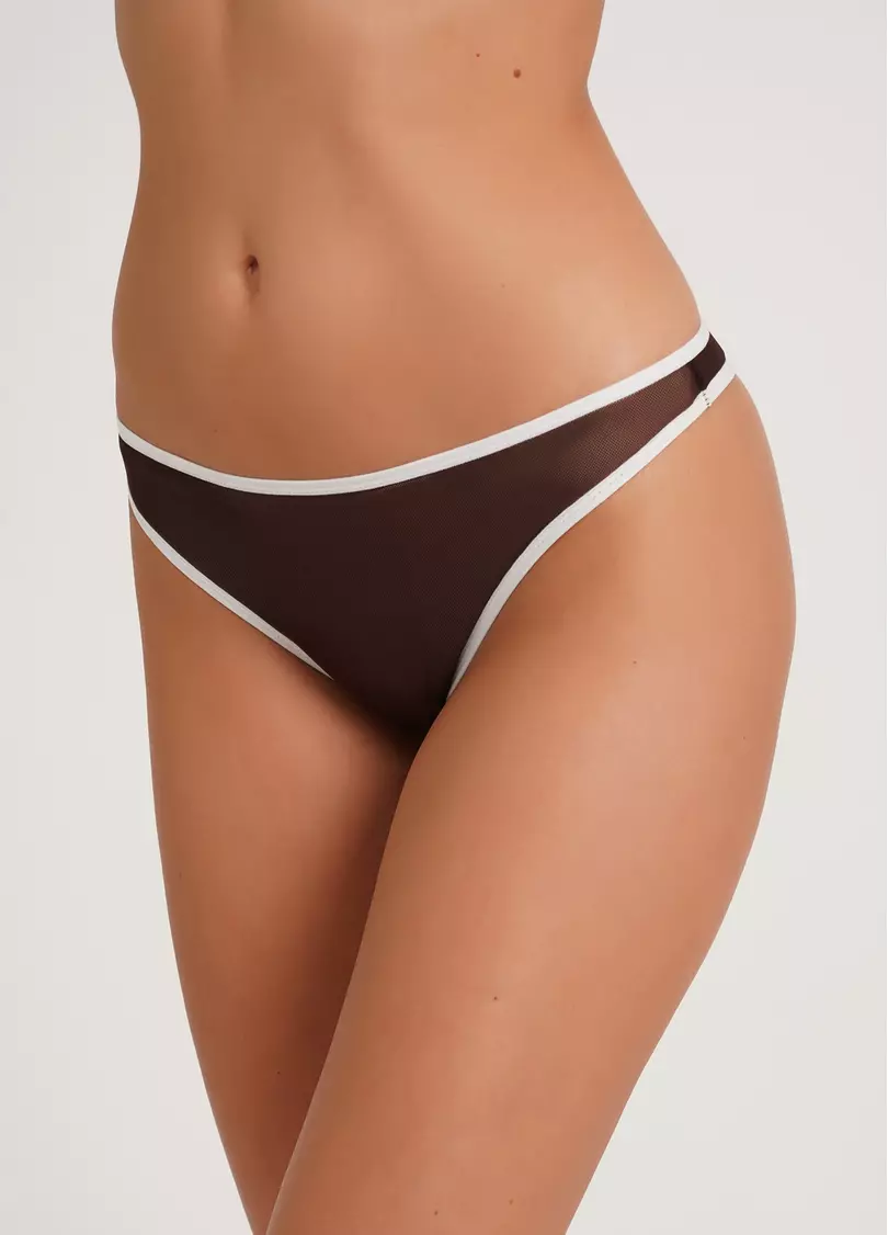 Трусики танга з контрастним краєм Orchid blom 2104/40 chocolate/milk (коричневий)