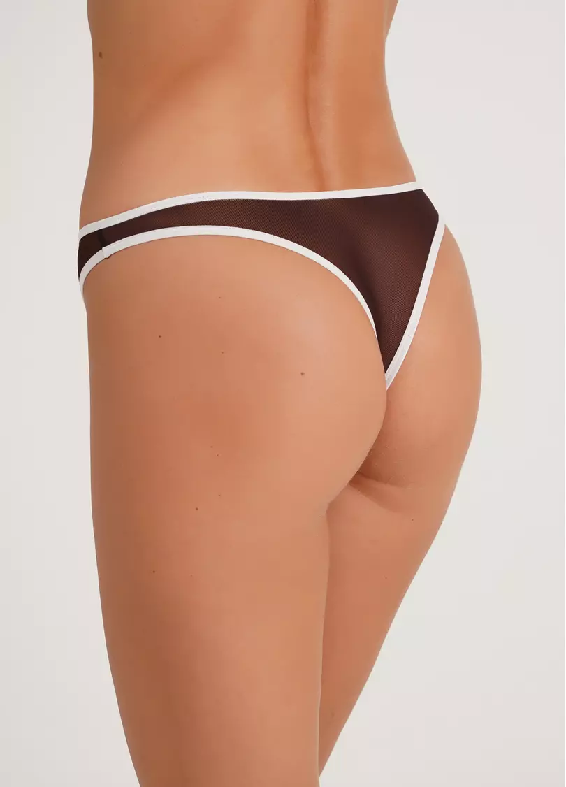 Трусики танга з контрастним краєм Orchid blom 2104/40 chocolate/milk (коричневий)