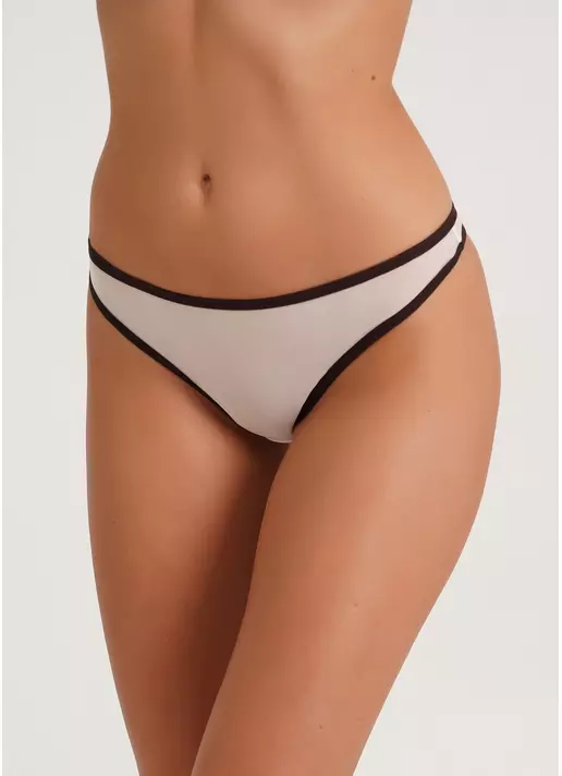 Трусики танга с контрастным краем Orchid blom 2104/40 milk/chocolate (белый)