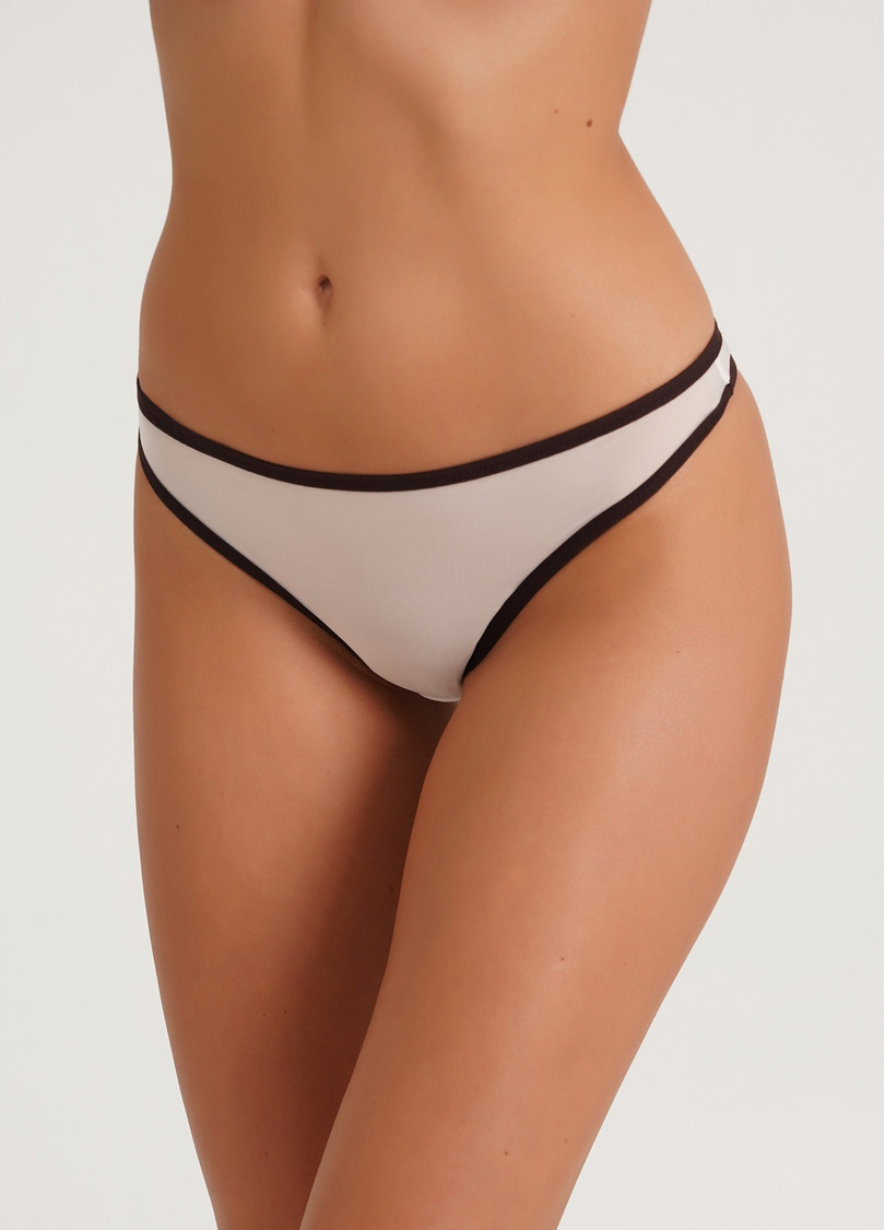 Трусики танга с контрастным краем Orchid blom 2104/40 milk/chocolate (белый)