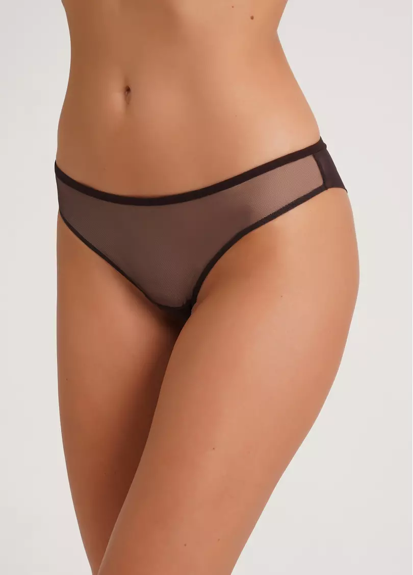 Трусики бразилиана полупрозаные из сетки Orchid blom 2210/40 chocolate (коричневый)