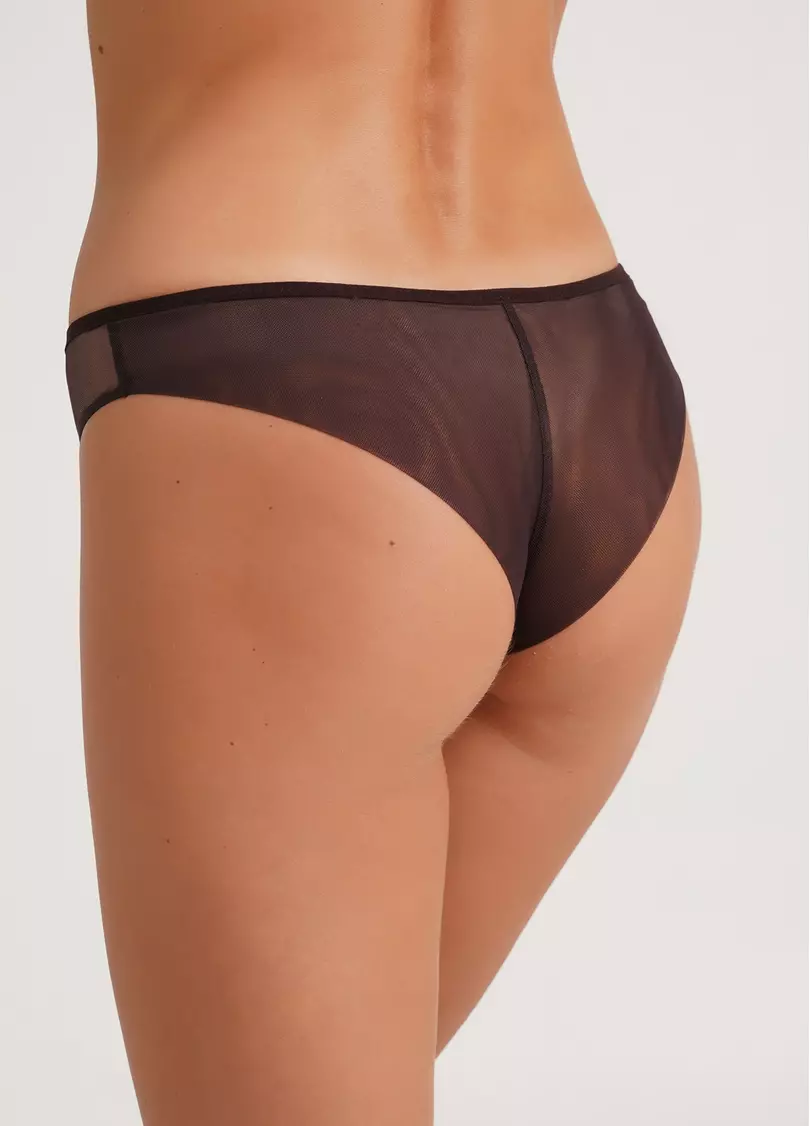 Трусики бразилиана полупрозаные из сетки Orchid blom 2210/40 chocolate (коричневый)