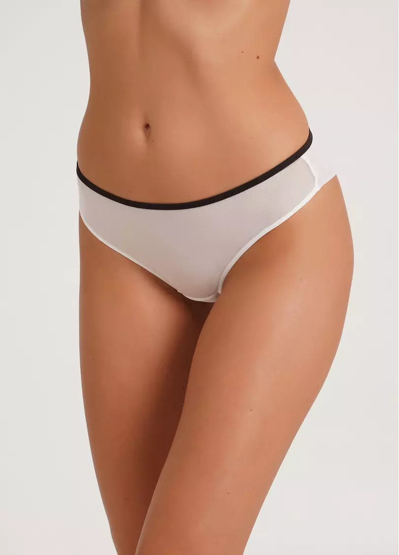 Трусики бразилиана с контрастной резинкой Orchid blom 2210/40 milk/chocolate (белый)