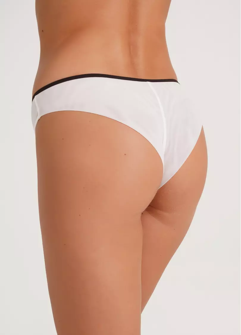 Трусики бразилиана с контрастной резинкой Orchid blom 2210/40 milk/chocolate (белый)