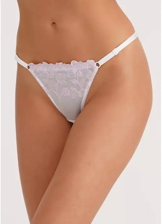 Трусики танга из сетки в цветы на тесьме Provance 2110/31 white/rose (белый/розовый)