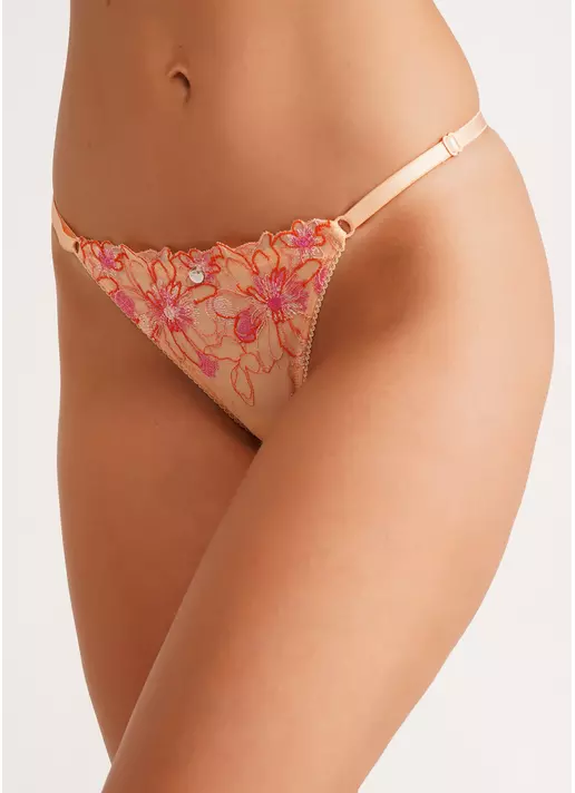 Трусики танга из сетки в цветы на тесьме Ravenna 2110/41 peach (оранжевый)