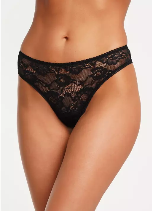 Трусики стринги из кружева и сетки Rosa 2102/32 black (черный)