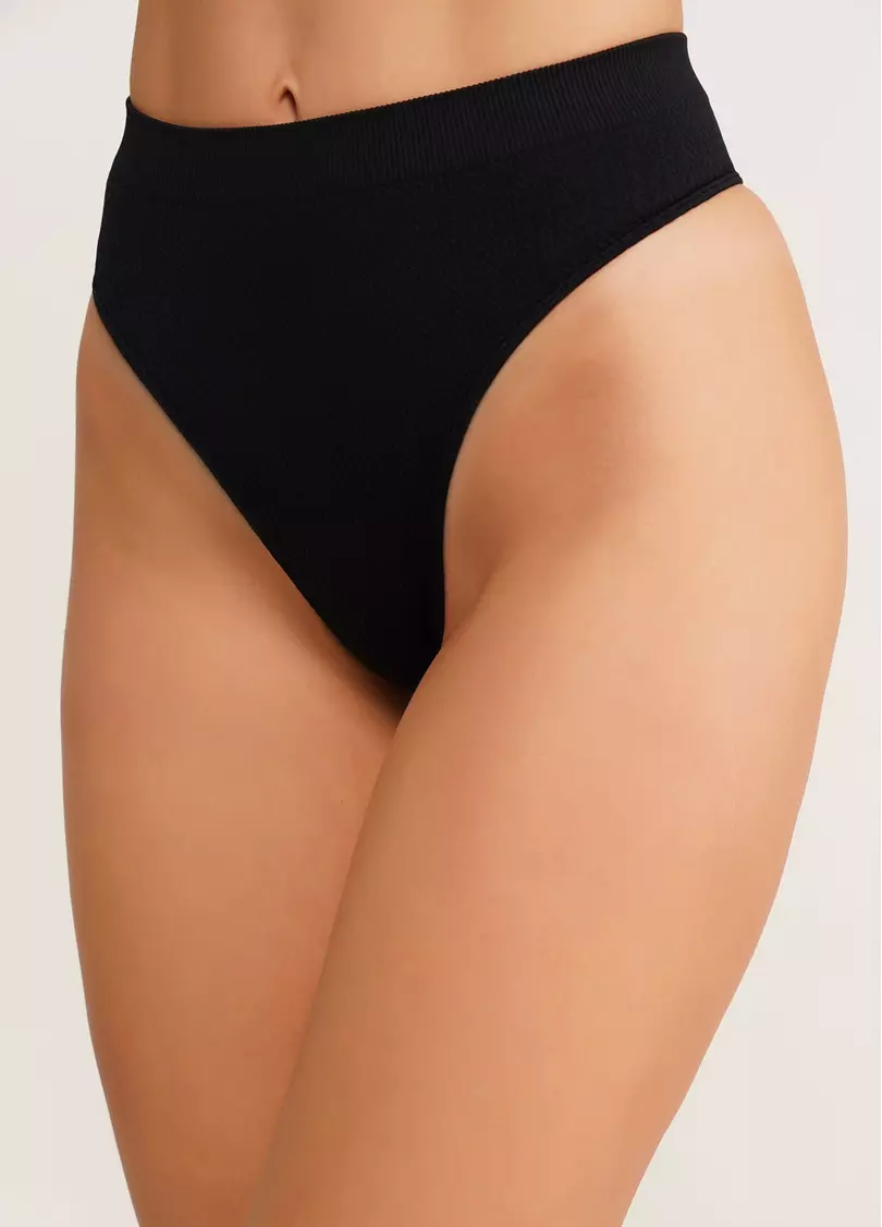 Фактурні безшовні стрінги STRING BRIEFS BRAID black (чорний)