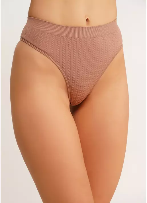 Фактурні безшовні стрінги STRING BRIEFS BRAID mokko (коричневий)