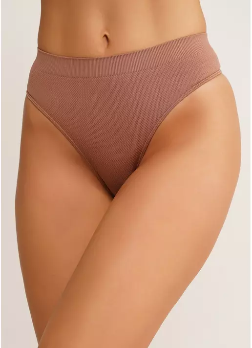 Безшовні стрінги з фактурним візерунком STRING BRIEFS GRAIN mokko (коричневий)