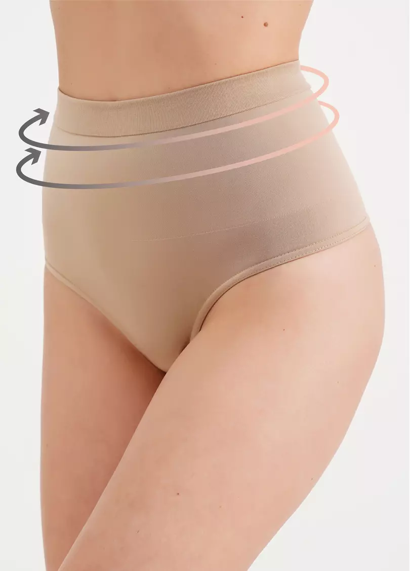 Бесшовные трусы стринги моделирующие STRING HIGH WAIST MODELLING beige (бежевый)