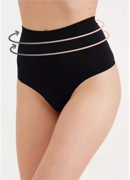 Бесшовные трусы стринги моделирующие STRING HIGH WAIST MODELLING black (черный)