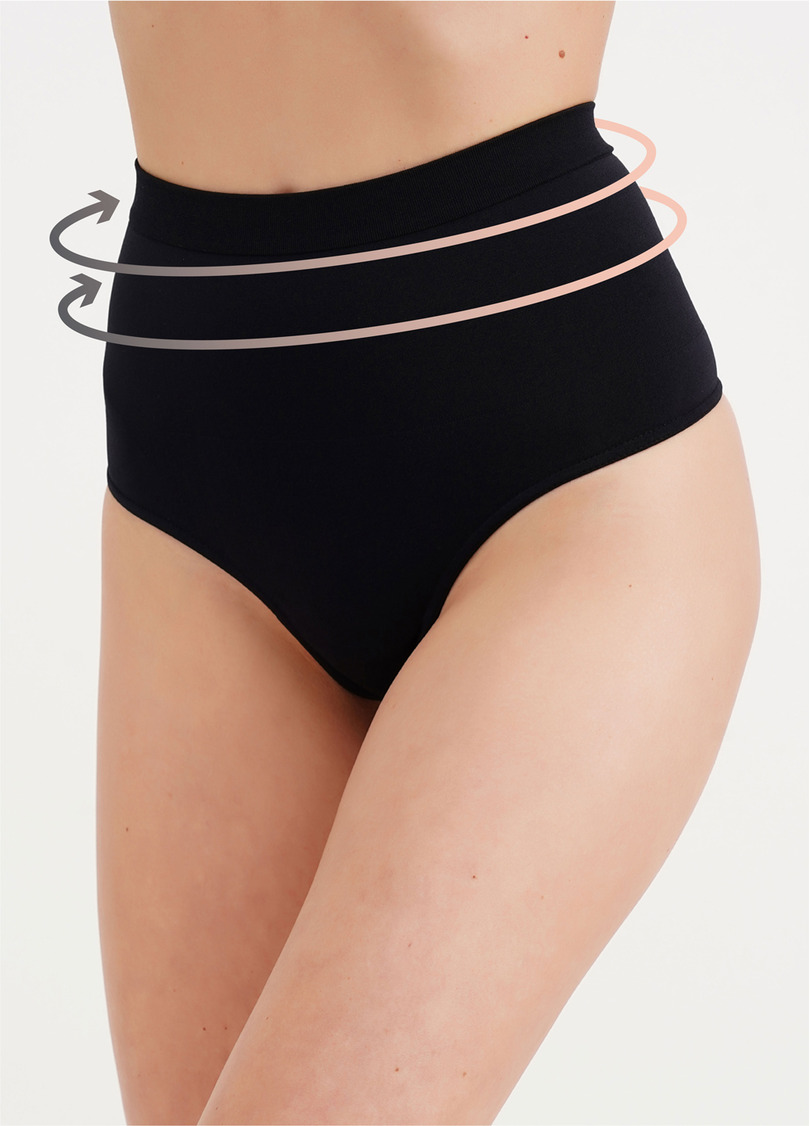 Бесшовные трусы стринги моделирующие STRING HIGH WAIST MODELLING black (черный)