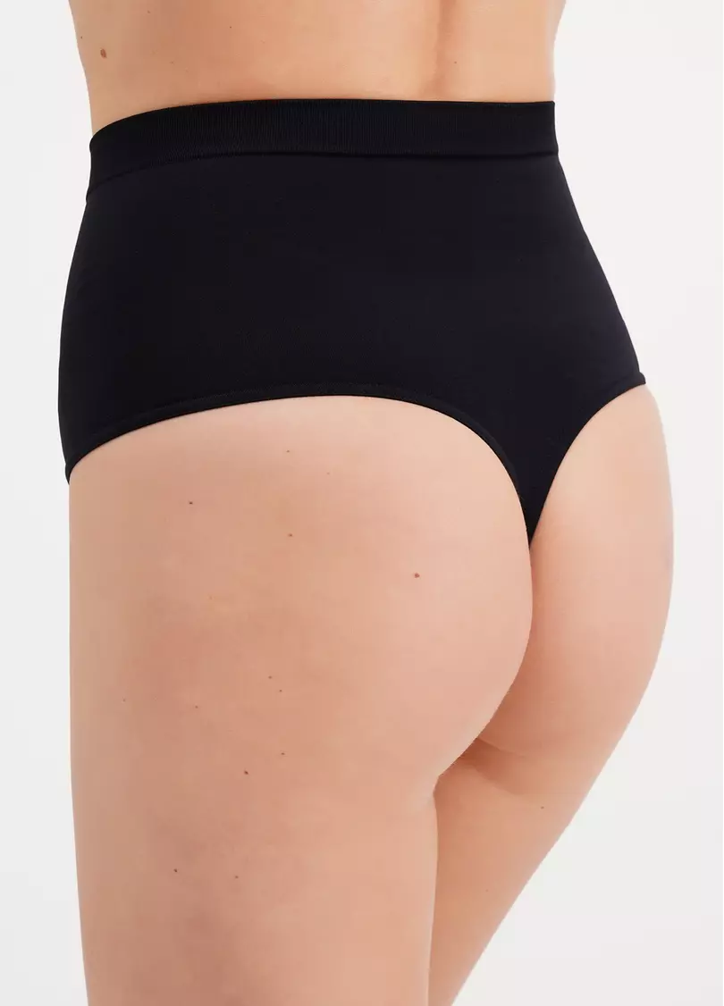 Бесшовные трусы стринги моделирующие STRING HIGH WAIST MODELLING black (черный)