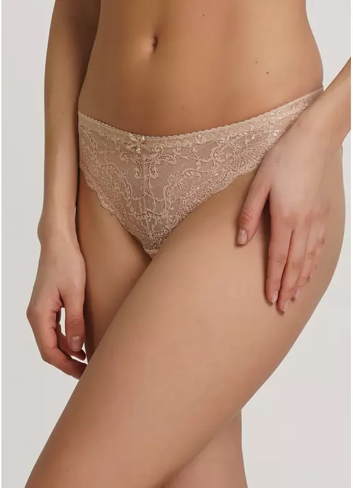 Кружевные трусики бразилиана из сетчатой ткани Sara 2206/32 beige (бежевый)