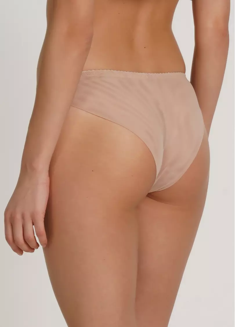 Кружевные трусики бразилиана из сетчатой ткани Sara 2206/32 beige (бежевый)