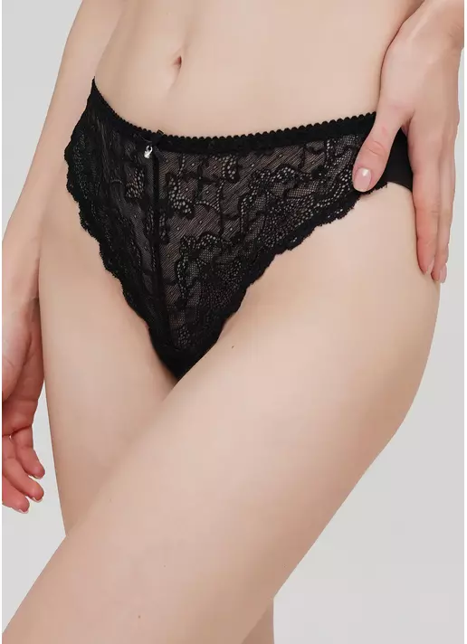 Кружевные трусики бразилиана из сетчатой ткани Sara 2206/32 black (черный)