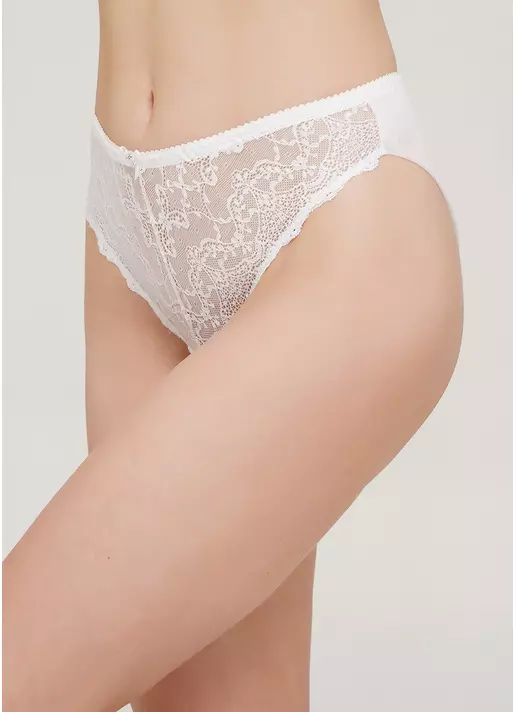 Кружевные трусики бразилиана из сетчатой ткани Sara 2206/32 whisper white (белый)