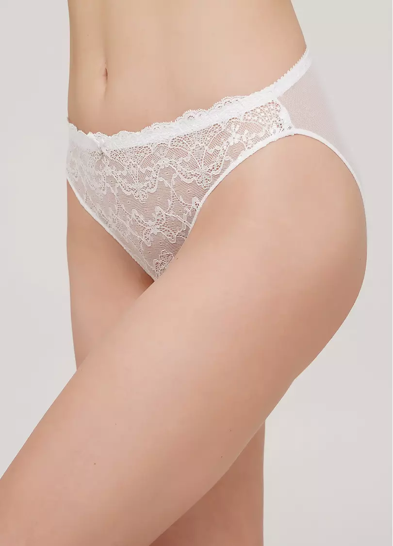 Трусики слипы с сеткой и кружевом Sara 2309/32 whisper white (белый)