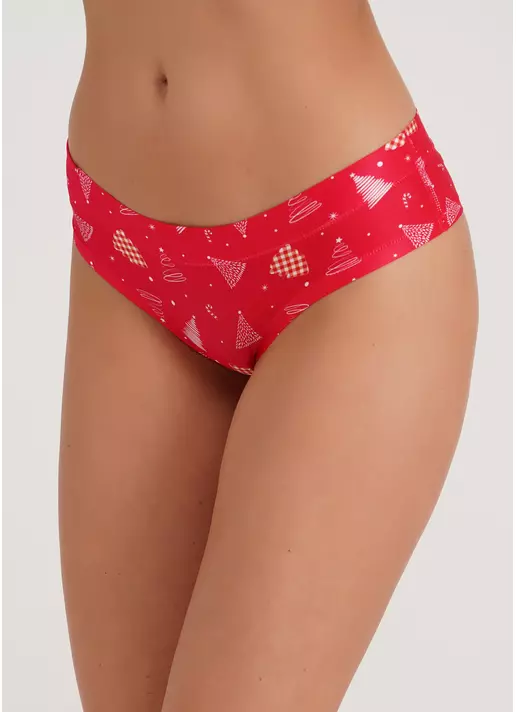 Принтованные трусики слипы с новогодними елками Snow time 2301/20 tree (красный)