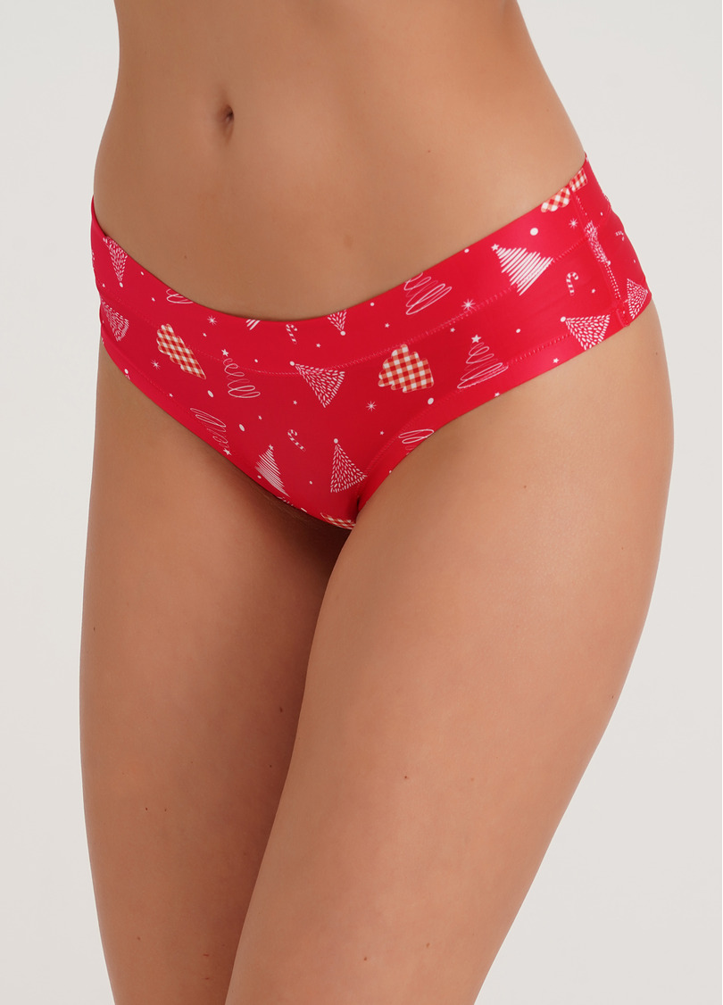 Принтованные трусики слипы с новогодними елками Snow time 2301/20 tree (красный)