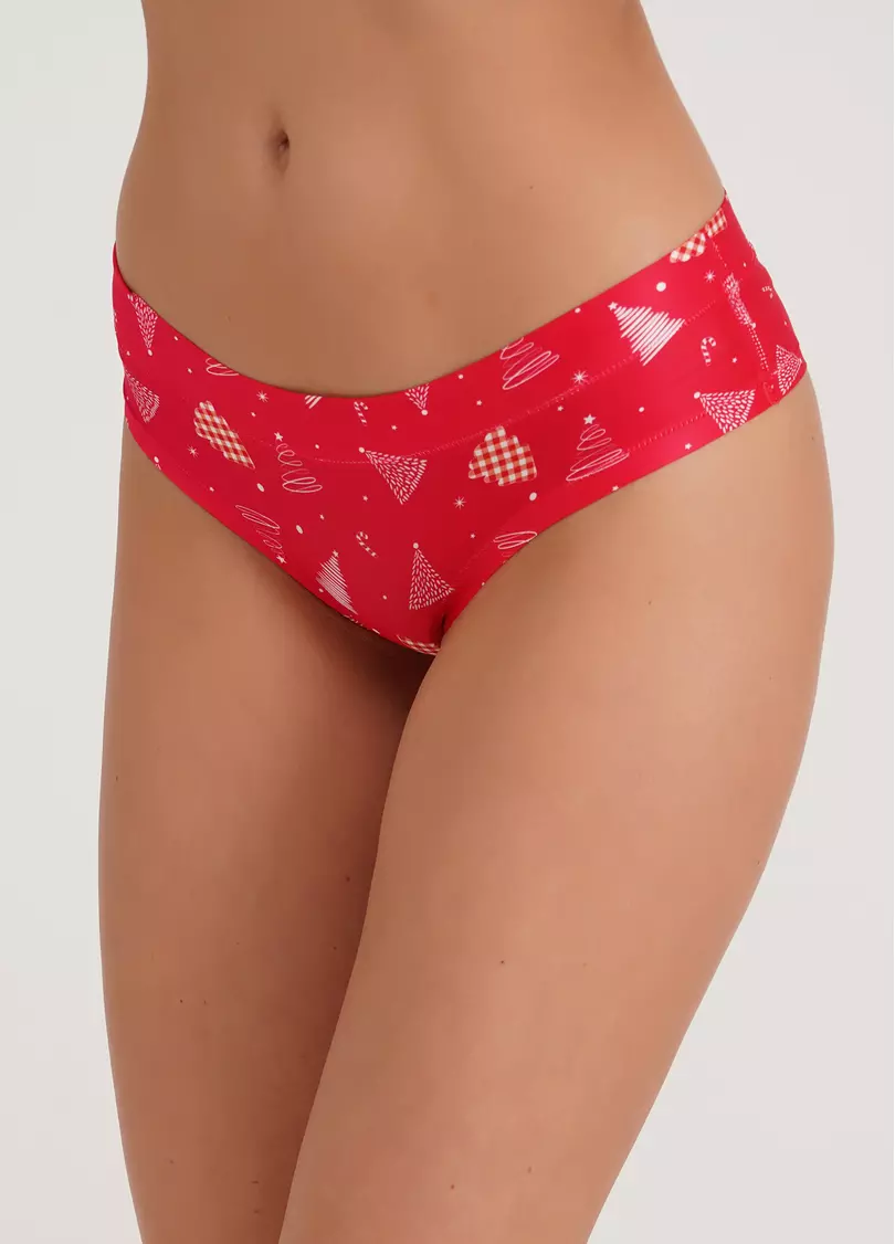 Принтованные трусики слипы с новогодними елками Snow time 2301/20 tree (красный)