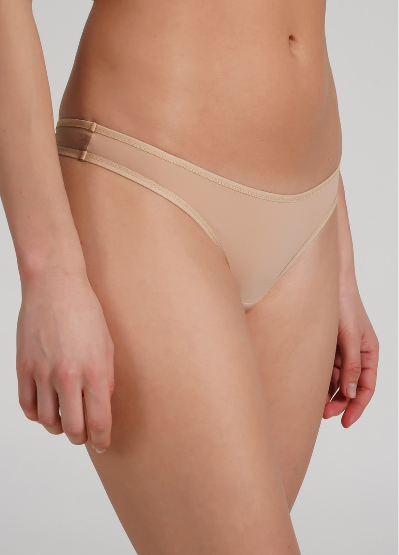 Трусики танга из микрофибры и сетки Soft micro 2102/22 beige (бежевый)