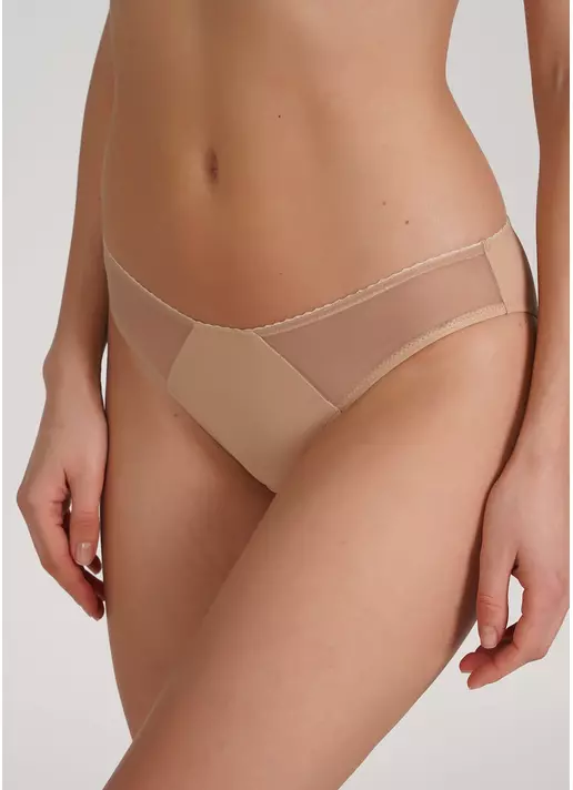 Бразилиана трусики из микрофибры и сетки Soft micro 2211/22 beige (бежевый)