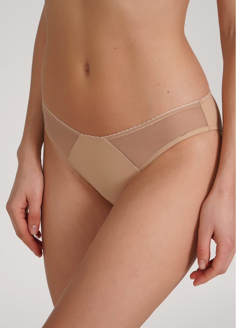 Бразилиана трусики из микрофибры и сетки Soft micro 2211/22 beige (бежевый)