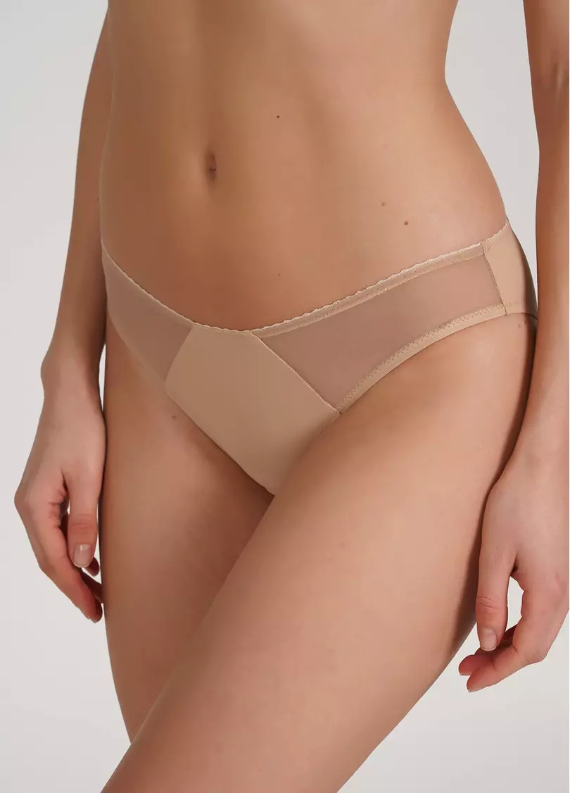 Бразилиана трусики из микрофибры и сетки Soft micro 2211/22 beige (бежевый)