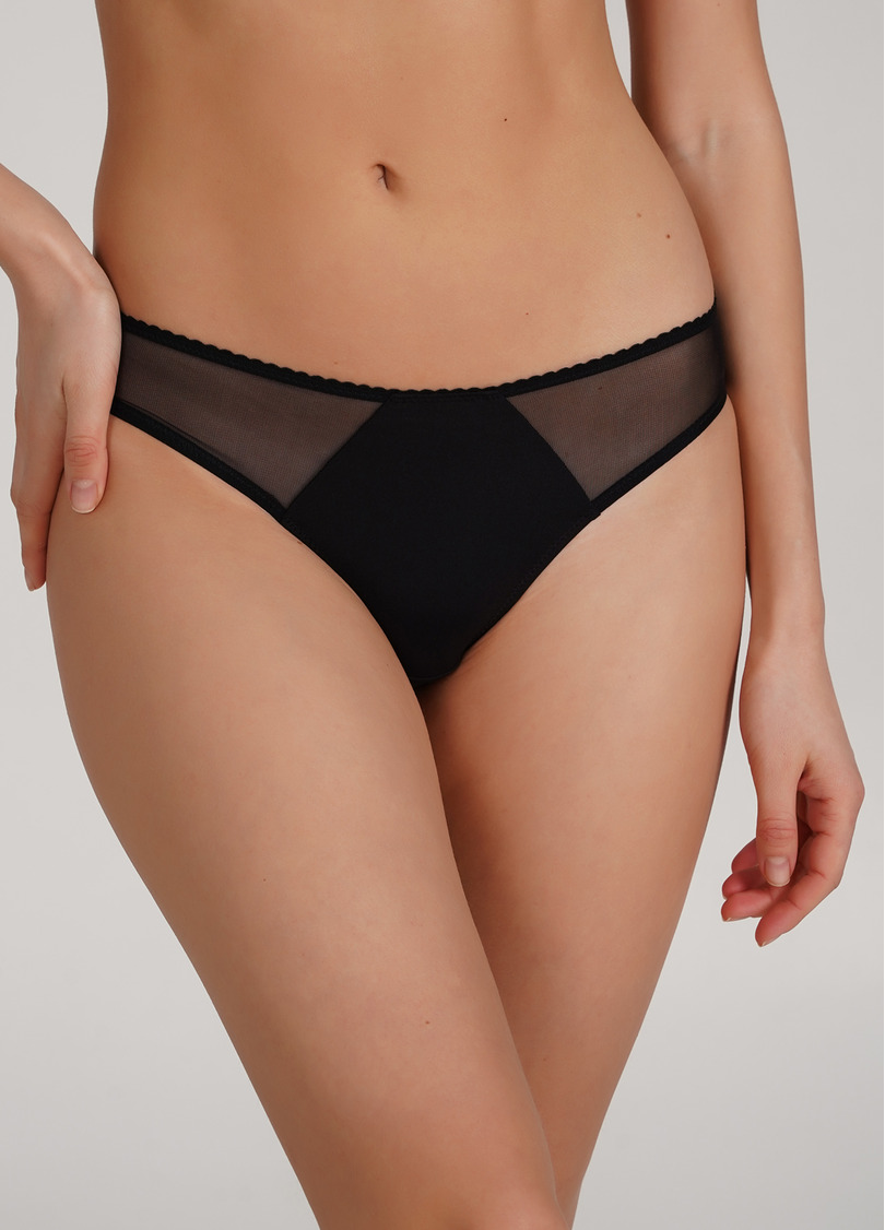 Бразилиана трусики из микрофибры и сетки Soft micro 2211/22 black (черный)