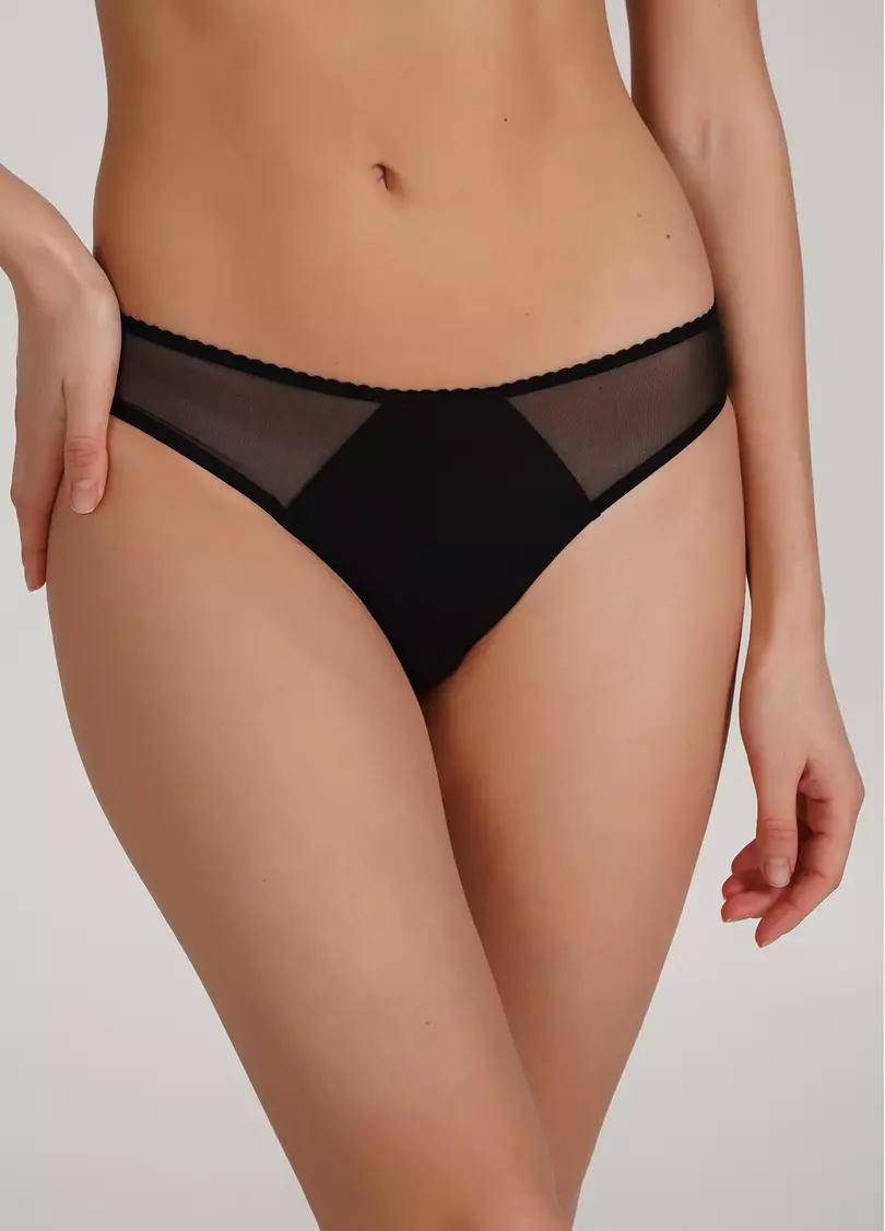 Бразилиана трусики из микрофибры и сетки Soft micro 2211/22 black (черный)