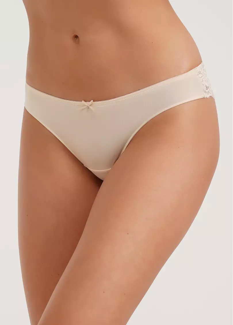 Трусики бразиліана з мікрофібри та мережива Sophia 2605/31 beige (бежевий)