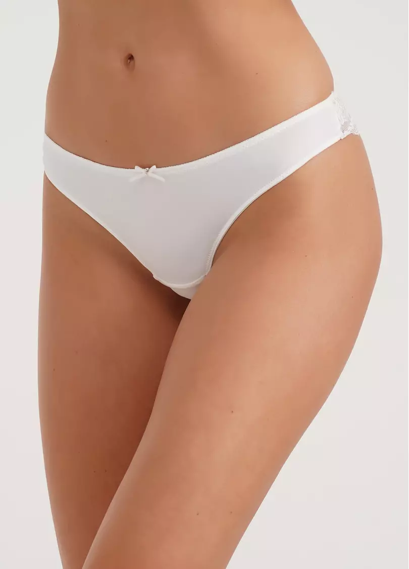 Трусики бразилиана из микрофибры и кружева Sophia 2605/31 whisper white (белый)