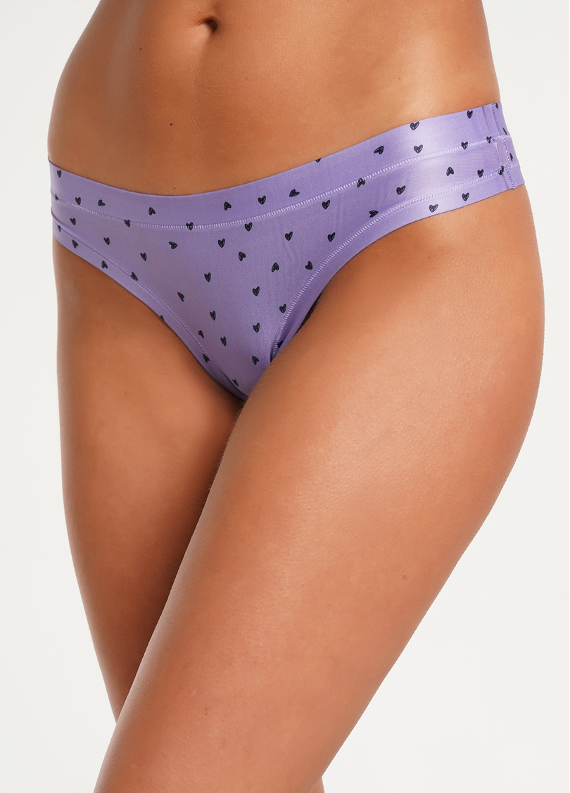 Трусики танга с принтом сердечки Spring day 2102/20 black hearts (фиолетовый)