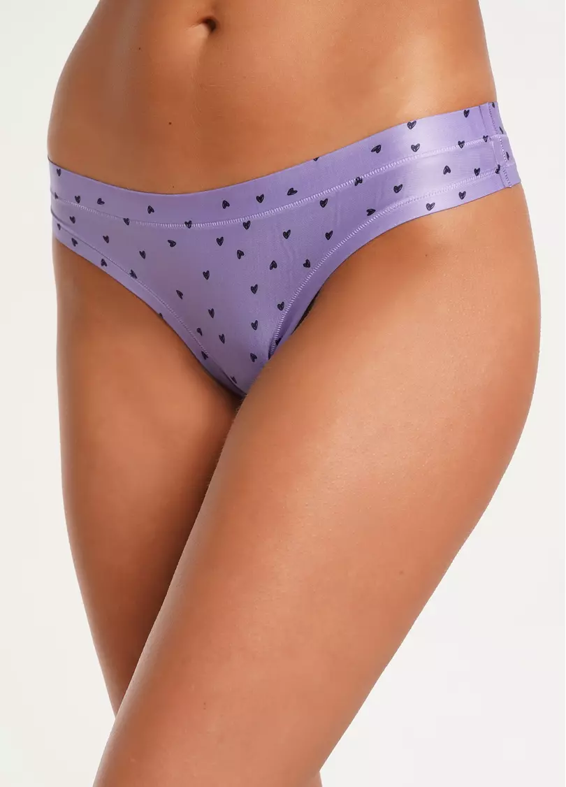 Трусики танга с принтом сердечки Spring day 2102/20 black hearts (фиолетовый)