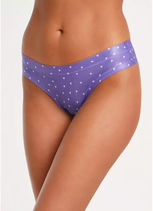 Трусики танга с принтом сердечки Spring day 2102/20 white hearts (фиолетовый)