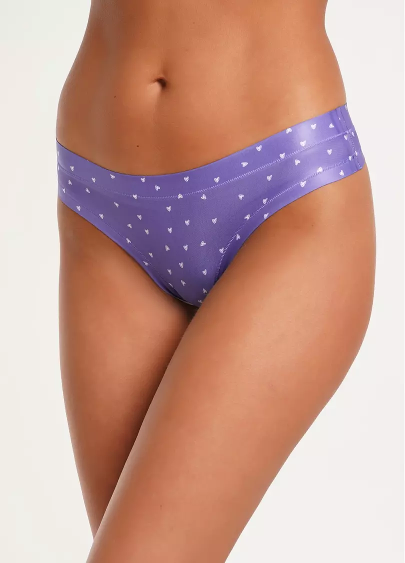 Трусики танга с принтом сердечки Spring day 2102/20 white hearts (фиолетовый)