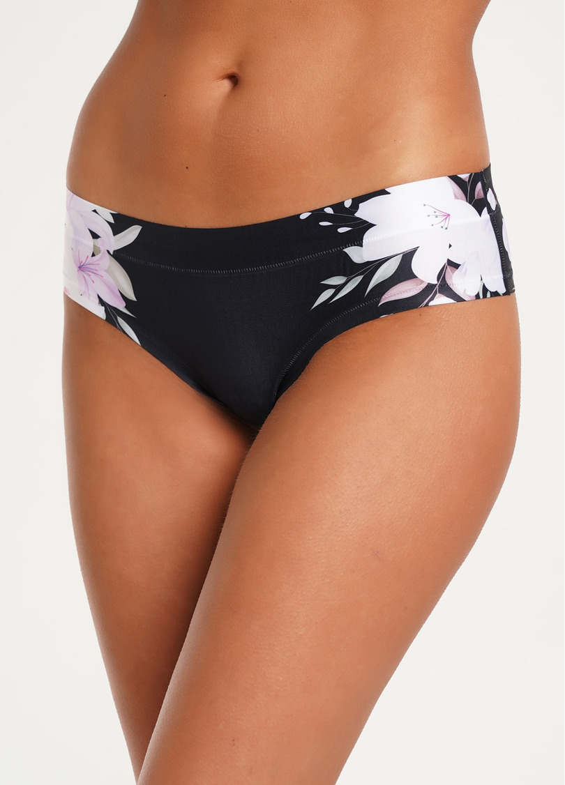 Принтованные трусики слипы с цветами Spring day 2301/20 black lily (черный)