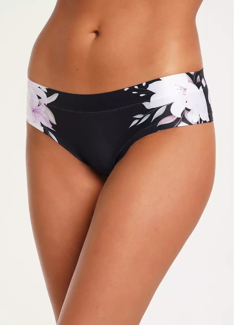 Принтованные трусики слипы с цветами Spring day 2301/20 black lily (черный)