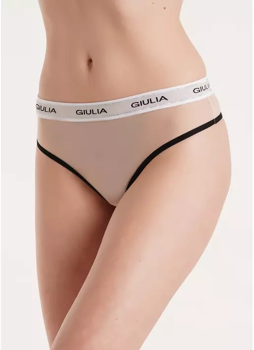 Трусики стринги из сетки STRING BRIEFS NET 2101/40 beige/black (бежевый/черный)