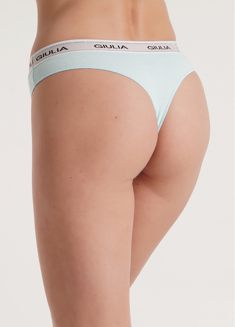 Трусики стринги из хлопка в рубчик String briefs rib 2101/60 blue (голубой)