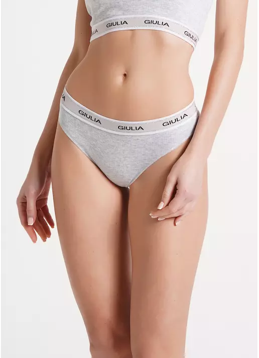 Трусики стринги из хлопка в рубчик String briefs rib 2101/60 grey (серый)