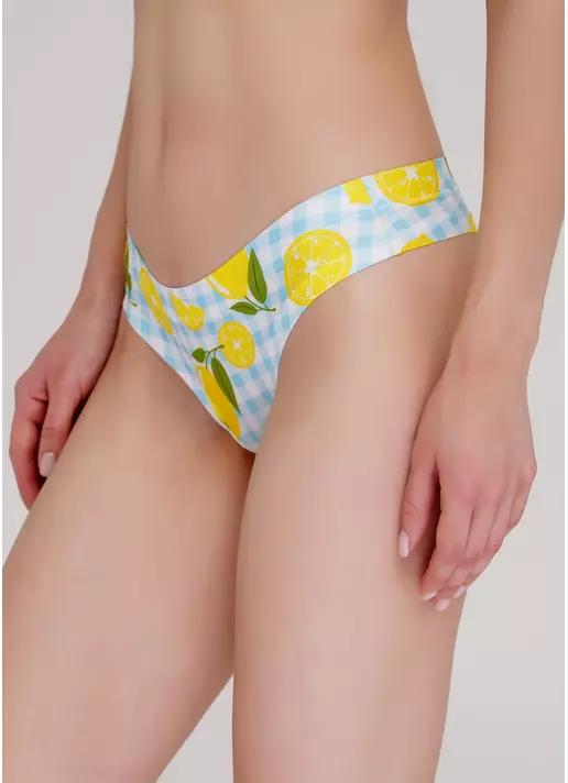 Трусики стринги из микрофибры с ярким принтом Summer print 2102/20 (желтый)